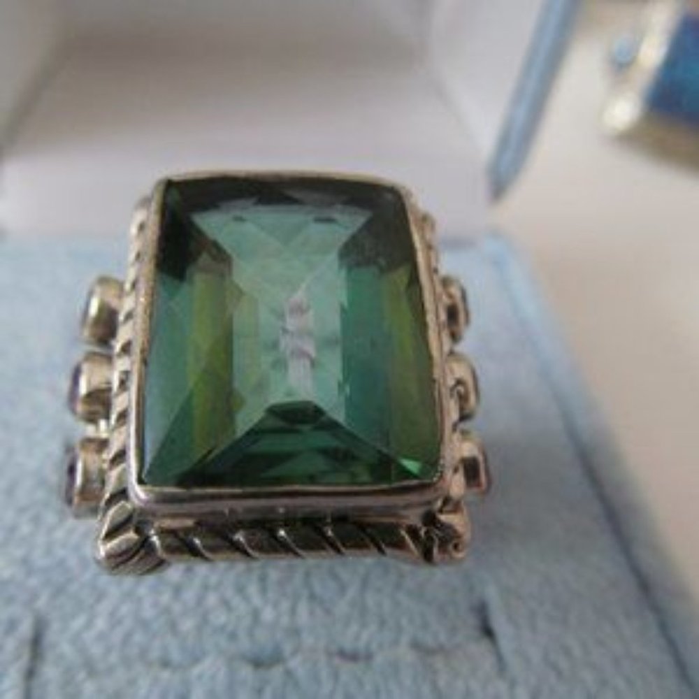NICKY BUTLER SILVER GREEN/MULTISTONES RING SZ 9.5